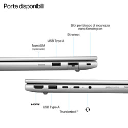 HP EliteBook 6 G1i AI Intel Core Ultra 7 255U Computer portatile 35,6 cm (14") WUXGA 16 GB DDR5-SDRAM 512 GB SSD Wi-Fi 6E (802.11ax) Windows 11 Pro AI PC Argento