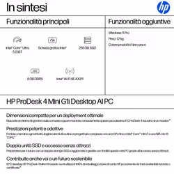 HP ProDesk 4 G1i AI PC Intel Core Ultra 5 235T 8 GB DDR5-SDRAM 256 GB SSD Windows 11 Pro Mini PC Nero - Vista aggiuntiva 3