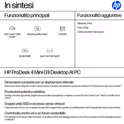 HP ProDesk 4 G1i AI PC Intel Core Ultra 5 235T 16 GB DDR5-SDRAM 1 TB SSD Windows 11 Pro Mini PC Nero - Vista aggiuntiva 3