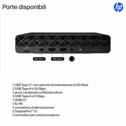 HP ProDesk 4 Mini G1i Desktop AI PC Intel Core Ultra 7 265T 16 GB DDR5-SDRAM 512 GB SSD Windows 11 Pro Mini PC Nero - Vista aggiuntiva 4