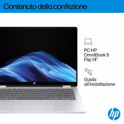 HP OmniBook 5 Flip 2-in-1 Laptop 14-fp0019nl Intel Core 5 120U 35,6 cm (14") Touch screen 2K 16 GB LPDDR5-SDRAM Wi-Fi 6 (802.11ax) Windows 11 Home - Vista aggiuntiva 6