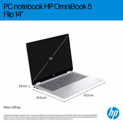 HP OmniBook 5 Flip 2-in-1 Laptop 14-fp0019nl Intel Core 5 120U 35,6 cm (14") Touch screen 2K 16 GB LPDDR5-SDRAM Wi-Fi 6 (802.11ax) Windows 11 Home - Vista aggiuntiva 7