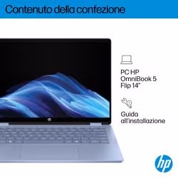 HP OmniBook 5 Flip 2-in-1 Laptop 14-fp0020nl Intel Core 5 120U 35,6 cm (14") Touch screen 2K 16 GB LPDDR5-SDRAM Wi-Fi 6 (802.11ax) Windows 11 Home - Vista aggiuntiva 4