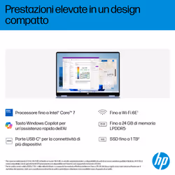 HP OmniBook 5 Flip 2-in-1 Laptop 14-fp0020nl Intel Core 5 120U 35,6 cm (14") Touch screen 2K 16 GB LPDDR5-SDRAM Wi-Fi 6 (802.11ax) Windows 11 Home - Vista aggiuntiva 8