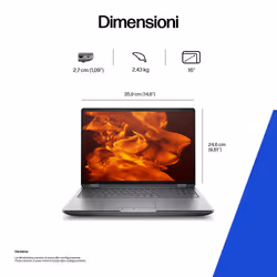 HP ZBook Fury G1i Wolf Pro Security Edition Intel Core Ultra 7 255HX Workstation mobile 40,6 cm (16") WUXGA 32 GB DDR5-SDRAM 1 TB SSD NVIDIA RTX PRO 2000 Blackwell Wi-Fi 7 (802.11be) Windows 11 Pro AI Workstation, AI PC Argento - Vista aggiuntiva 5