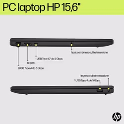 HP Laptop 15-fd0123nl Intel Core 3 100U 39,6 cm (15.6") Full HD 8 GB DDR5-SDRAM 512 GB SSD Wi-Fi 6 (802.11ax) Windows 11 Home Argento - Vista aggiuntiva 4