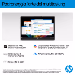 HP OmniBook 5 Laptop Next Gen AI 16-ag1023nl Copilot+ PC AMD Ryzen AI 7 40,6 cm (16") 2K 16 GB LPDDR5x-SDRAM Wi-Fi 6 (802.11ax) Windows 11 Home Argento - Vista aggiuntiva 8