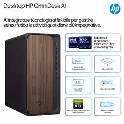 HP OmniDesk Desktop AI M03-0014nl PC Intel Core Ultra 5 225 16 GB DDR5-SDRAM Windows 11 Home Tower AI PC - Vista aggiuntiva 3