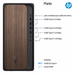 HP OmniDesk Desktop AI M03-0014nl PC Intel Core Ultra 5 225 16 GB DDR5-SDRAM Windows 11 Home Tower AI PC - Vista aggiuntiva 4