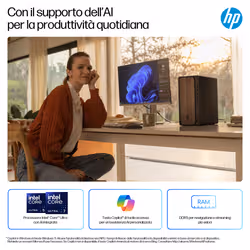 HP OmniDesk Desktop AI M03-0014nl PC Intel Core Ultra 5 225 16 GB DDR5-SDRAM Windows 11 Home Tower AI PC - Vista aggiuntiva 6