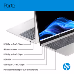 HP Laptop AI 15-fd2014nl Intel Core Ultra 5 225U Computer portatile 39,6 cm (15.6") Full HD 24 GB DDR5-SDRAM 1 TB SSD Wi-Fi 6 (802.11ax) Windows 11 Home AI PC Argento - Vista aggiuntiva 5