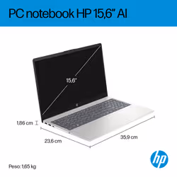HP Laptop AI 15-fd2014nl Intel Core Ultra 5 225U Computer portatile 39,6 cm (15.6") Full HD 24 GB DDR5-SDRAM 1 TB SSD Wi-Fi 6 (802.11ax) Windows 11 Home AI PC Argento - Vista aggiuntiva 6