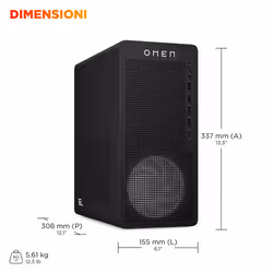 HP OMEN 16L Gaming Desktop PC TG03-0034nl PC AMD Ryzen™ 7 8700F 16 GB DDR5-SDRAM NVIDIA GeForce RTX 5060 Windows 11 Home Tower AI PC Nero - Vista aggiuntiva 5