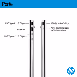HP OmniBook 5 Laptop Next Gen AI 16-ag1025nl Copilot+ PC AMD Ryzen AI 7 Computer portatile 40,6 cm (16") 2K 16 GB LPDDR5x-SDRAM Wi-Fi 6 (802.11ax) Windows 11 Home Argento - Vista aggiuntiva 5