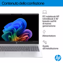 HP OmniBook 5 Laptop Next Gen AI 16-ag1025nl Copilot+ PC AMD Ryzen AI 7 Computer portatile 40,6 cm (16") 2K 16 GB LPDDR5x-SDRAM Wi-Fi 6 (802.11ax) Windows 11 Home Argento - Vista aggiuntiva 6