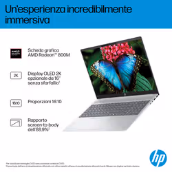 HP OmniBook 5 Laptop Next Gen AI 16-ag1025nl Copilot+ PC AMD Ryzen AI 7 Computer portatile 40,6 cm (16") 2K 16 GB LPDDR5x-SDRAM Wi-Fi 6 (802.11ax) Windows 11 Home Argento - Vista aggiuntiva 8