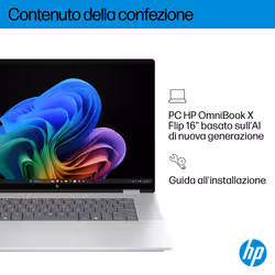 HP OmniBook X Flip 2-in-1 Laptop Next Gen AI 16-as0028nl Copilot+ PC Intel Core Ultra 7 258V 40,6 cm (16") Touch screen 2K 32 GB LPDDR5x-SDRAM Wi-Fi 6E (802.11ax) Windows 11 Home Argento - Vista aggiuntiva 6