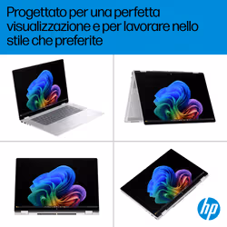 HP OmniBook X Flip 2-in-1 Laptop Next Gen AI 16-as0028nl Copilot+ PC Intel Core Ultra 7 258V 40,6 cm (16") Touch screen 2K 32 GB LPDDR5x-SDRAM Wi-Fi 6E (802.11ax) Windows 11 Home Argento - Vista aggiuntiva 8