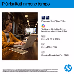 HP OmniBook 7 Laptop AI 14-fr0027nl Intel Core Ultra 7 255U Computer portatile 35,6 cm (14") 2K 16 GB LPDDR5-SDRAM Wi-Fi 6E (802.11ax) Windows 11 Home AI PC Argento - Vista aggiuntiva 6