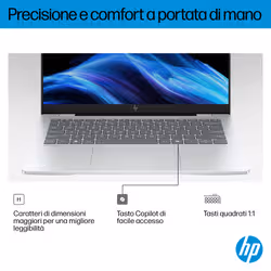 HP OmniBook 7 Laptop AI 14-fr0027nl Intel Core Ultra 7 255U Computer portatile 35,6 cm (14") 2K 16 GB LPDDR5-SDRAM Wi-Fi 6E (802.11ax) Windows 11 Home AI PC Argento - Vista aggiuntiva 8
