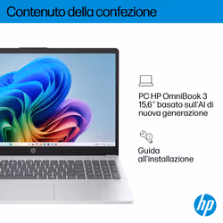 HP OmniBook 3 Laptop Next Gen AI 15-fn0015nl Copilot+ PC AMD Ryzen AI 5 Computer portatile 39,6 cm (15.6") Full HD 24 GB DDR5-SDRAM Wi-Fi 6 (802.11ax) Windows 11 Home Argento - Vista aggiuntiva 5