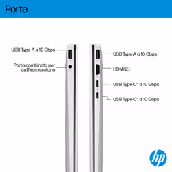 HP OmniBook 7 Aero Laptop Next Gen AI 13-bg1002nl Copilot+ PC AMD Ryzen AI 7 Computer portatile 33,8 cm (13.3") 2K 32 GB LPDDR5x-SDRAM Wi-Fi 6 (802.11ax) Windows 11 Home Argento - Vista aggiuntiva 5