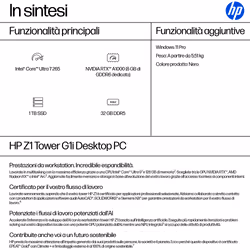 HP Z1 G1i Intel Core Ultra 7 265 32 GB DDR5-SDRAM 1 TB SSD NVIDIA RTX A1000 Windows 11 Pro Tower Stazione di lavoro AI Workstation, AI PC Nero - Vista aggiuntiva 3