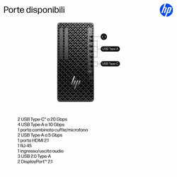 HP Z1 G1i Intel Core Ultra 7 265 32 GB DDR5-SDRAM 1 TB SSD NVIDIA RTX A1000 Windows 11 Pro Tower Stazione di lavoro AI Workstation, AI PC Nero - Vista aggiuntiva 4