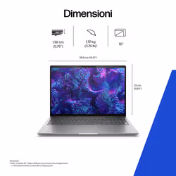 HP ZBook 8 G1i 16 inch Mobile Workstation PC Wolf Pro Security Edition Intel Core Ultra 7 255H 40,6 cm (16") WUXGA 16 GB DDR5-SDRAM 512 GB SSD NVIDIA RTX 500 Ada Wi-Fi 7 (802.11be) Windows 11 Pro AI Workstation, AI PC - Vista aggiuntiva 5
