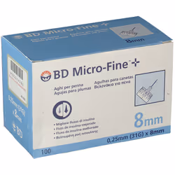 BD Micro-Fine 31G 8mm Aghi per Penna Insulina sono aghi in acciaio inox da applicare sulle penne per la somministrazione di i ...