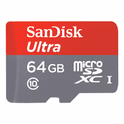 SanDisk microSDXC Ultra 64GB, 64 GB, MicroSDXC, Classe 10, UHS-I, 80 MB/s, Grigio, Rosso