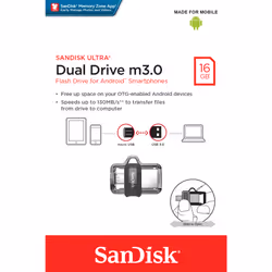 SanDisk Ultra Dual m3.0 unità flash USB 16 GB USB Type-A / Micro-USB 3.2 Gen 1 (3.1 Gen 1) Nero, Argento, Trasparente - Vista aggiuntiva 5