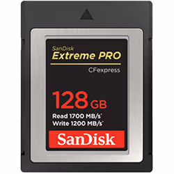 SanDisk Extreme Pro, 128 GB, CompactFlash, 1700 MB/s, 1200 MB/s, Nero