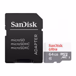 SanDisk 64GB Ultra microSDXC, 64 GB, MicroSDXC, Classe 10, 100 MB/s, 10 MB/s, Grigio
