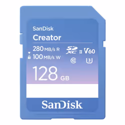 SanDisk Creator, 128 GB, SDXC, Classe 10, UHS-II, 280 MB/s, 100 MB/s