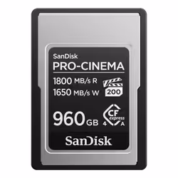 SanDisk PRO-CINEMA, 960 GB, CFexpress tipo A, 1800 MB/s, 1650 MB/s, Resistente alle cadute, Antipolvere, Resistente all’acqua ...