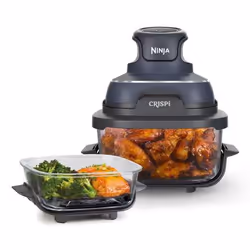 Ninja CRISPi, Friggitrice ad aria calda, 3,8 L, Singolo, Blu, Grigio, Trasparente, Pulsanti, Vetro