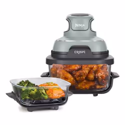 Ninja CRISPi, Friggitrice ad aria calda, 3,8 L, Singolo, Verde, Grigio, Trasparente, Pulsanti, Vetro