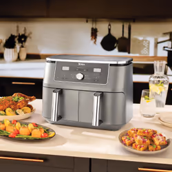 Ninja DZ400EU friggitrice Doppia 9,5 L Indipendente 2470 W Friggitrice ad aria calda Grigio - Vista aggiuntiva 8