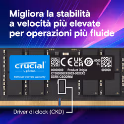 Crucial CT32G64C52CS5 memoria 32 GB 1 x 32 GB DDR5 6400 MT/s 262-pin SO-DIMM - Vista aggiuntiva 4