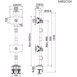 Amer Mounts AMR2C32V Supporti a parete per TV 81,3 cm (32") Scrivania Nero - Vista aggiuntiva 3