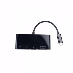 V7 Adaptador USB negro con conector USB-C macho a 3 hembras: USB 3.0 A; Micro SD; SD/MMC