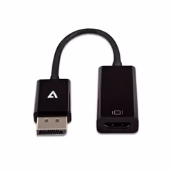 V7 Adaptador negro de vídeo con conector DisplayPort macho a HDMI hembra de perfil fino, 0,1 m, DisplayPort, HDMI, Femmina, M ...