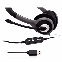 V7 HU521-2EP cuffia e auricolare Cablato A Padiglione Ufficio Nero, Argento - Vista aggiuntiva 5