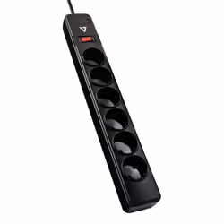V7 Stabilizzatore di tensione a 6 prese Schuko casa/ufficio, cavo di 1,8 m, 1050 joule, nero, 1050 J, 6 presa(e) AC, Tipo F, ...