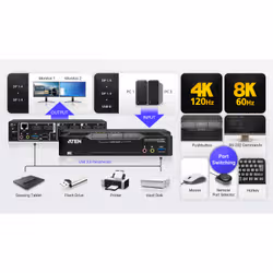 ATEN Switch KVMP™ a 2 porte USB 3.0 con DisplayPort 8K e doppio schermo (cavi inclusi) - Vista aggiuntiva 5