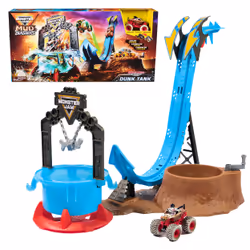 Monster Jam Mud Blasters Monster Mutt Dalmatian Dunk Tank, Set monster truck e pista, 3 anno/i, Plastica, Multicolore