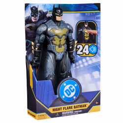 DC Comics , action figure Batman Night Flare da 30 cm con effetto luminoso e 24 suoni e frasi, giocattoli dei supereroi per bambini e bambine dai 4 anni in su, pile incluse - Vista aggiuntiva 6