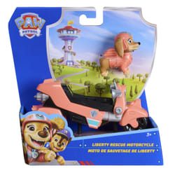 PAW Patrol , motocicletta di salvataggio di Liberty, moto giocattolo con action figure da collezione, giocattoli orientati alla sostenibilità per bambini e bambine dai 3 anni in su
