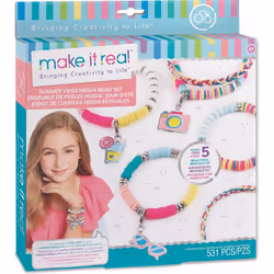 Make it Real Summer Vibes Heishi Bead Set, Kit per la creazione di braccialetti per bambini, 6 anno/i, Multicolore, 531 pz